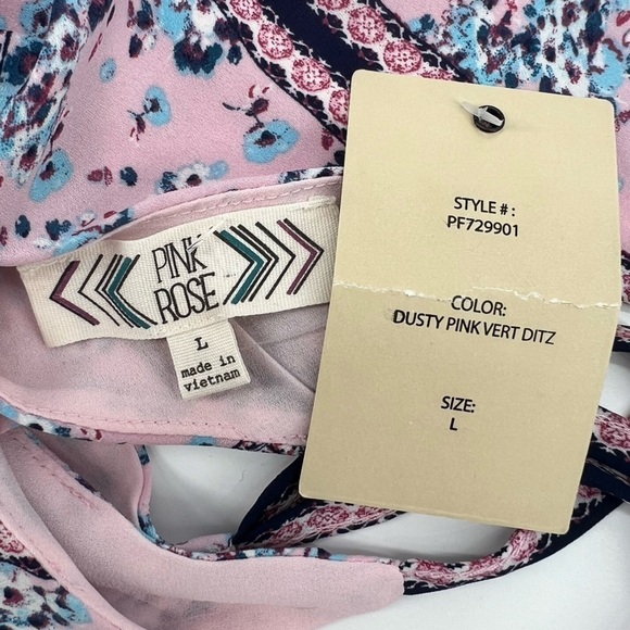 NWT Pink Rose Pink Spaghetti Strap Floral Dress Size Large Women's - Picture 2 of 5